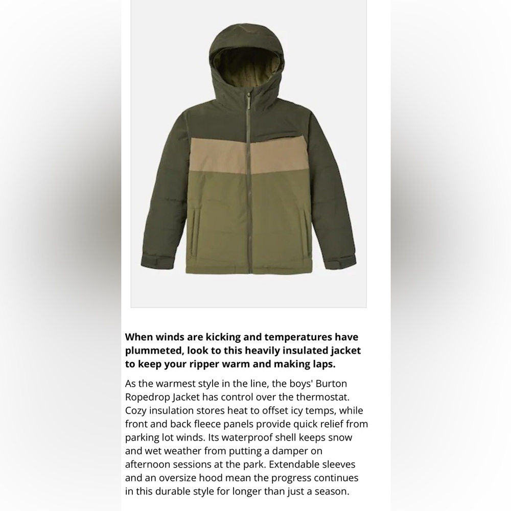 Burton Kids Two-Tone Green and Tan ski snowboard pants Size jacket - Picture 5 of 10